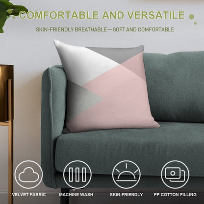 Geometrics - Grey Blush Silver Soft Gift Ready Throw Pillow