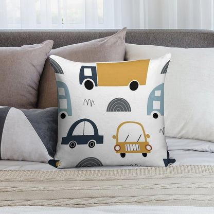 Kids Cars And Trucks Soft Washable Throw Pillow