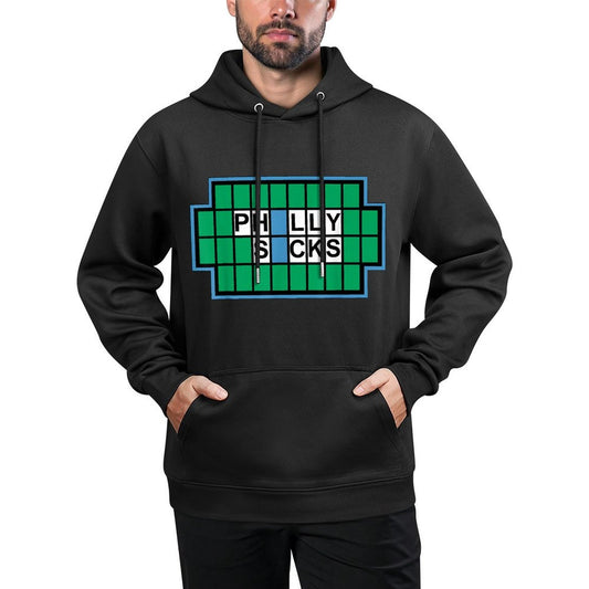 Miftees Philly Sucks - Black, Small, Unisex-Adults,,, Sports-Fan, Christmas, Birthday Gift Kangaroo Pocket Hoodie