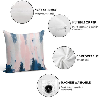 Abstract Blush And Blue Soft Anti-Pilling Throw Pillow