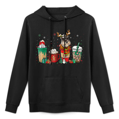 Cute Schnauzer Dog Christmas Coffee Pajamas Xmas Men Women Relaxed Fit Hoodie