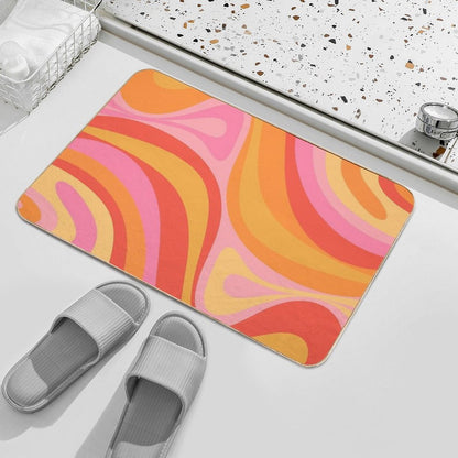 New Groove Retro Swirl Abstract Pattern Pink Orange Yellow  Dirt-Trapping Bath Mat