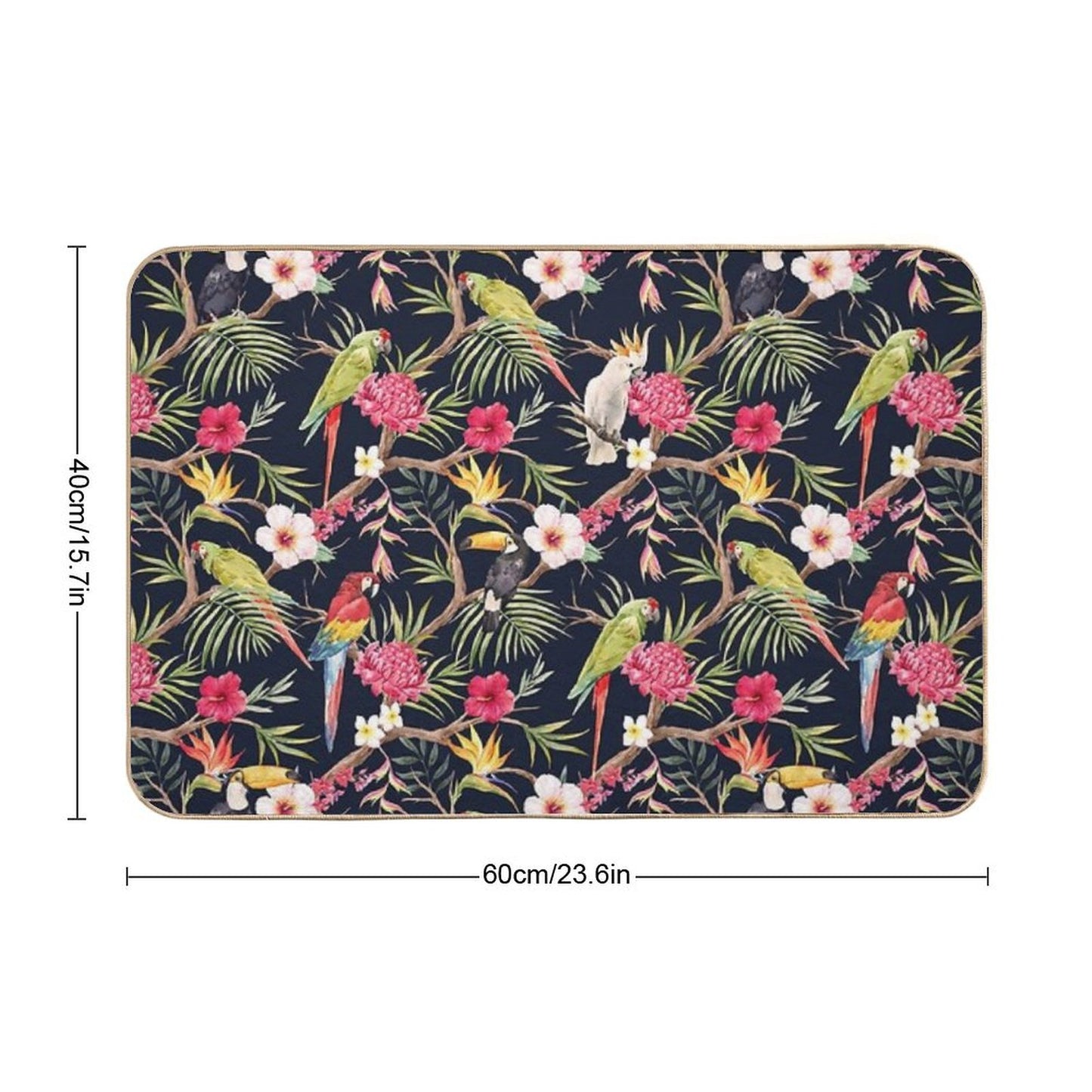 Tropical Parrot And Toucan Bath Mat