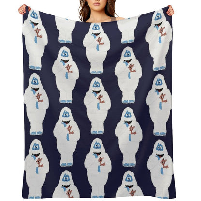 Classic Christmas Abominable Snowman with Rudolph © GraphicLoveShop Throw Blanket