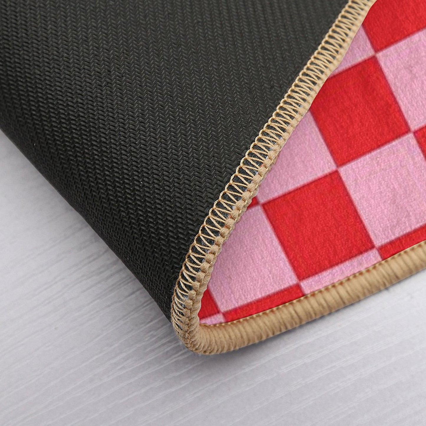 Checkered Pink And Red Bath Mat