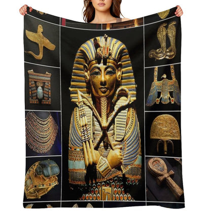 King Tutankhamun Artifacts Throw Blanket
