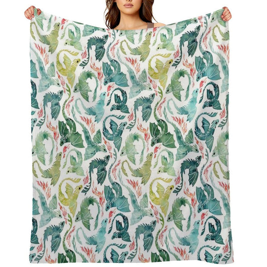 Dragon Fire Turquoise & Green Throw Blanket