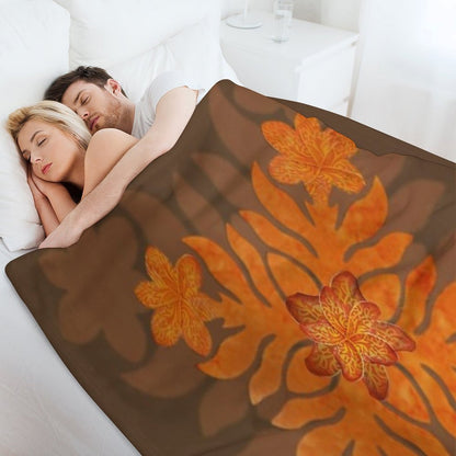 Hawaiian Quilt Series Plumeria Throw Blanket