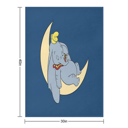 Sleeping Dumbo & Moon Throw Blanket