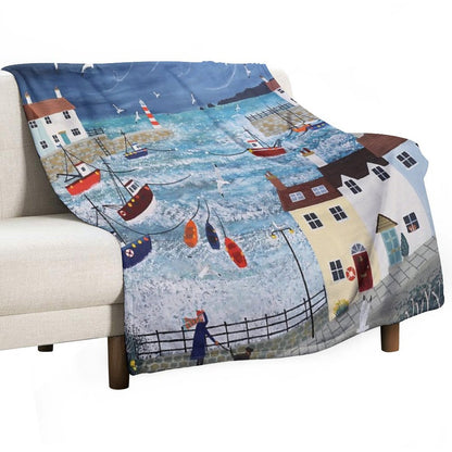 Stormy Harbour Throw Blanket