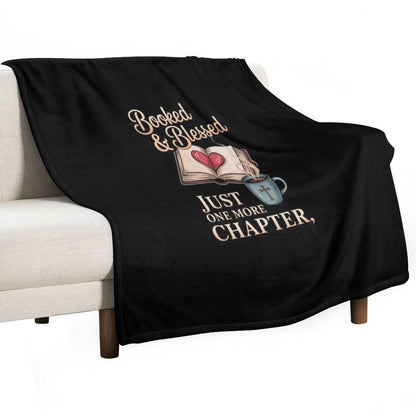 Womens Booked & Blessed, Just One More Chapter, Cozy Book Throw Blanket