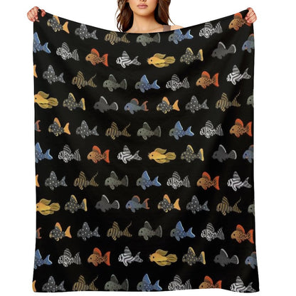 Pleco! - Black Throw Blanket