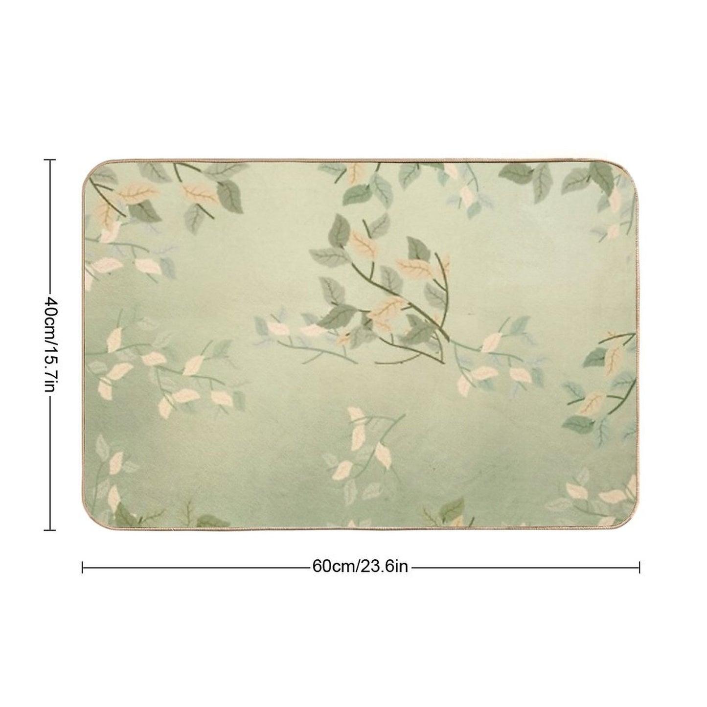 Sage Green Watercolor Woodland Leaves Bath Mat