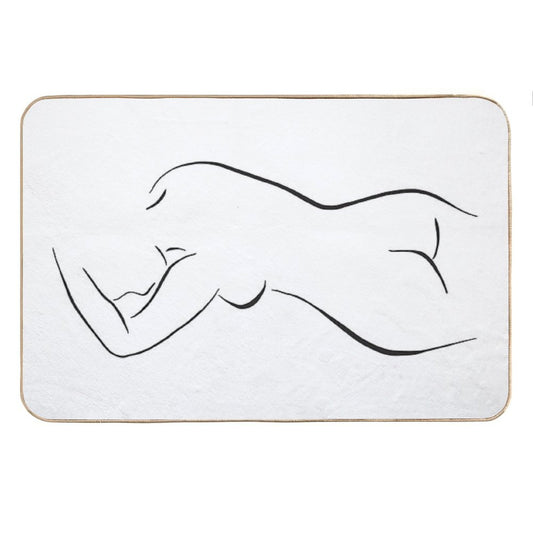 Minimal Female Body Line Art Bath Mat