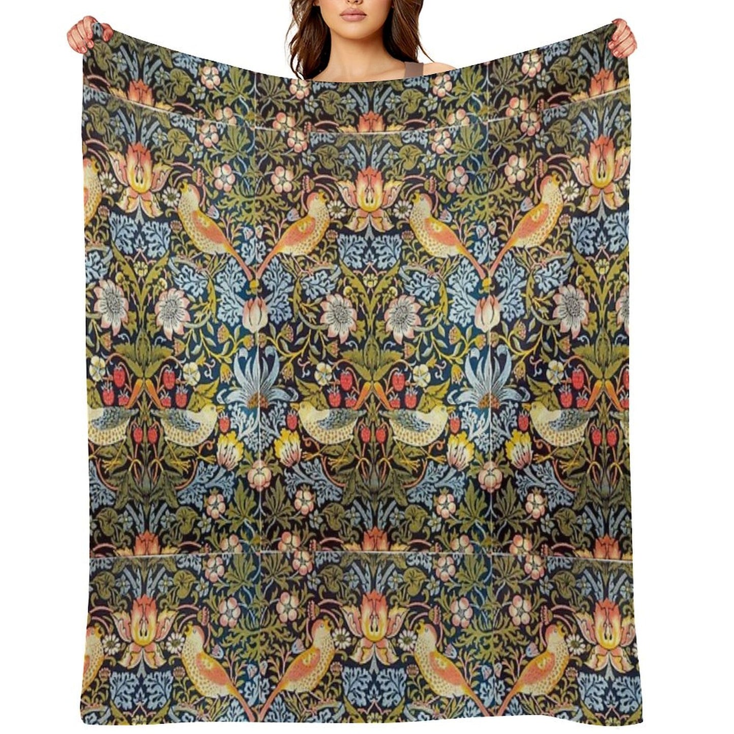 William Morris Strawberry Thief Design 1883 Throw Blanket