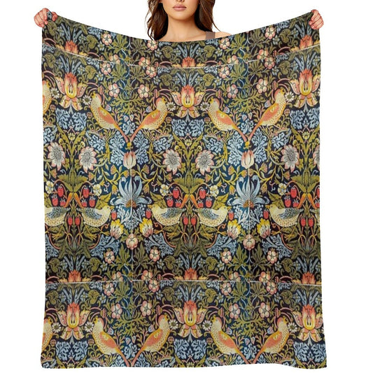 William Morris Strawberry Thief Design 1883 Throw Blanket