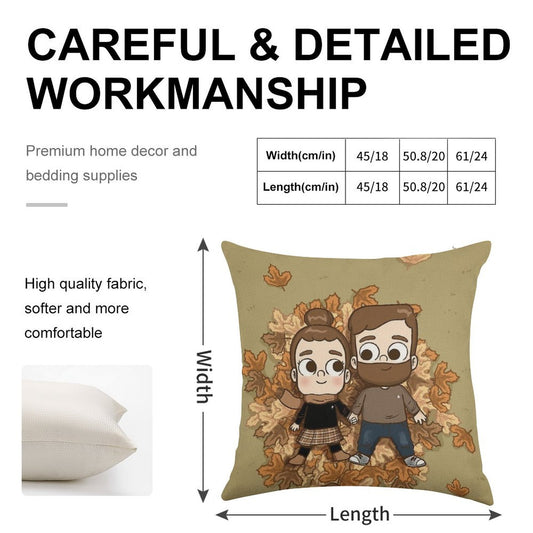 Fall Phone Home - Pibubear Linen Throw Pillow Cover