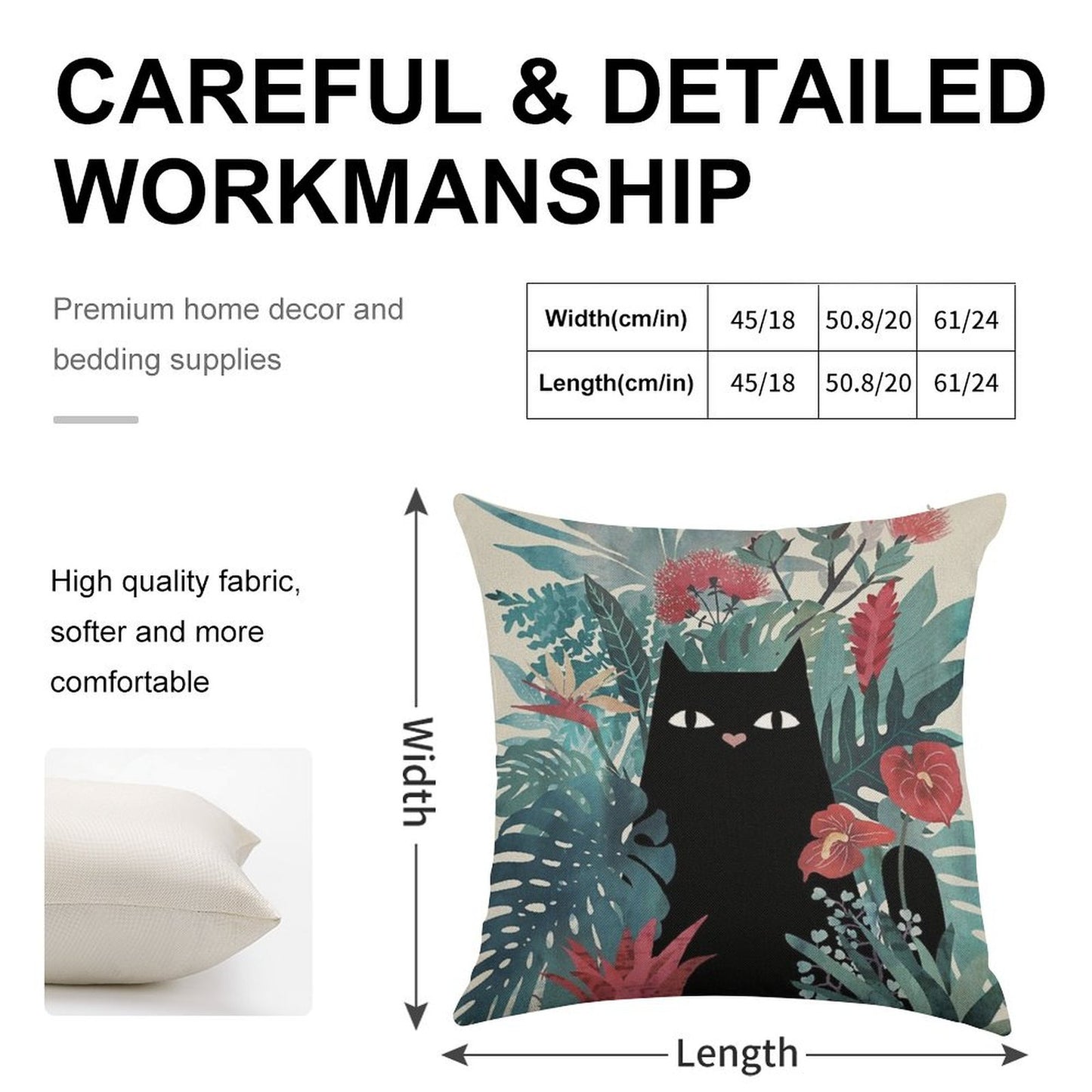 Popoki Linen Throw Pillow Cover