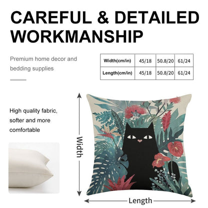 Popoki Linen Throw Pillow Cover