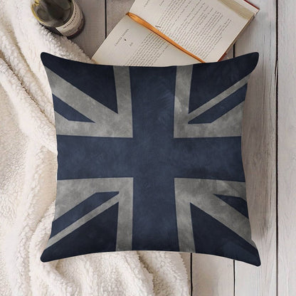 Blue Distressed Union Jack Linen Throw Pillow Cover