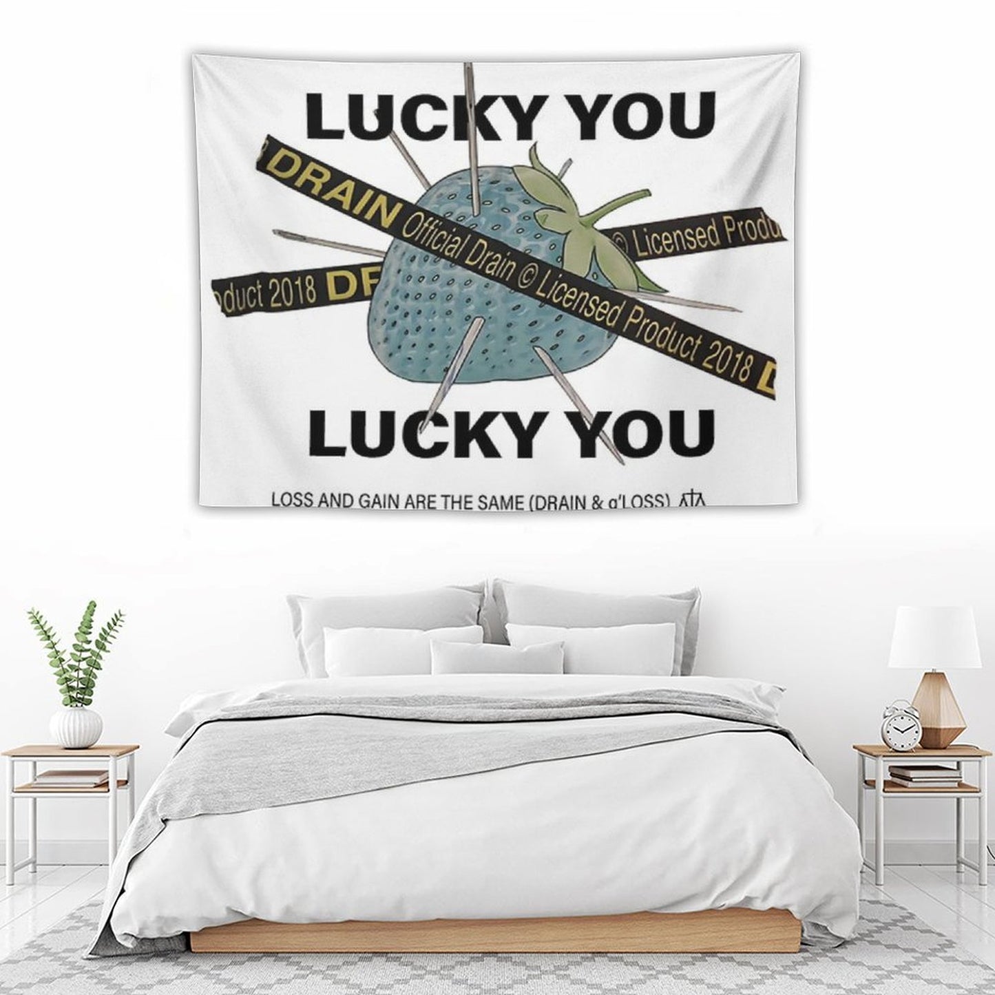 Bladee Drain Gang Lucky You Strawberry Logo Tapestry