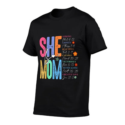She Is Mom Christian Mother&#39;s Day Jesus Mama Religious Women T-Shirt