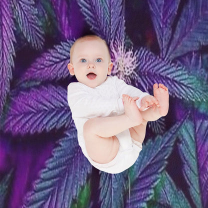 Psychedelic Purple Cannabis Marijuana Weed Pot Leaves Throw Blanket