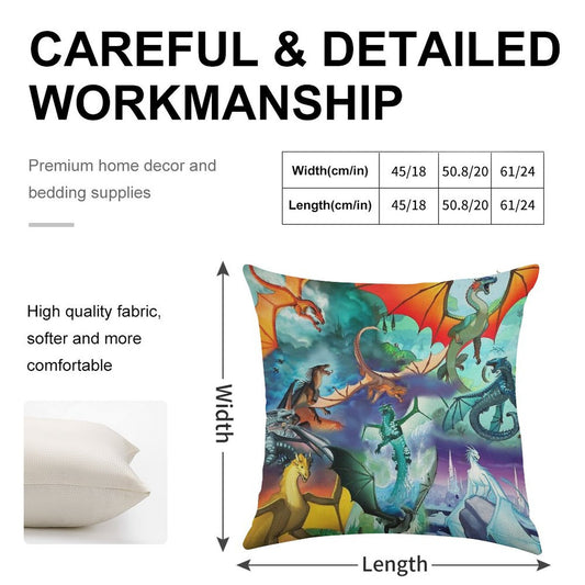 Wing of Fire All Dragon Pattern Background Linen Throw Pillow Cover