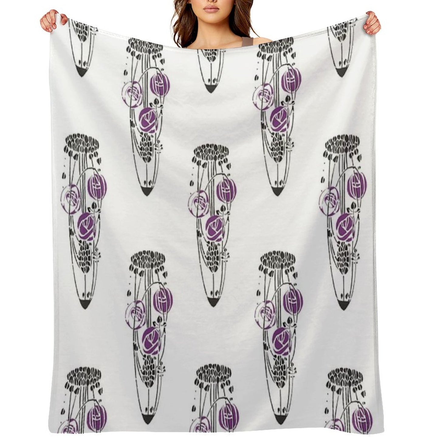 Charles Rennie Mackintosh Roses 4. Throw Blanket