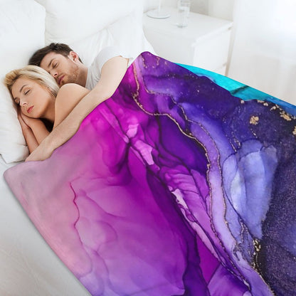 Abstract Vibrant Rainbow Ombre Throw Blanket