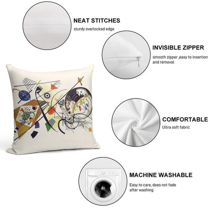 HD. Transverse Lines (1923), by Wassily Kandinsky Soft Short Plush Fabric Throw Pillow