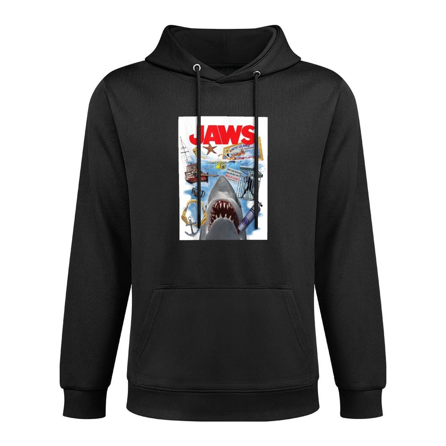 Jaws 50th Anniversary Poster Amity Island Collage 2-Sided Colorfast Hoodie