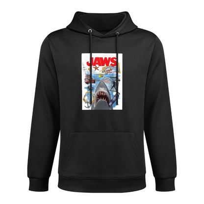 Jaws 50th Anniversary Poster Amity Island Collage 2-Sided Colorfast Hoodie