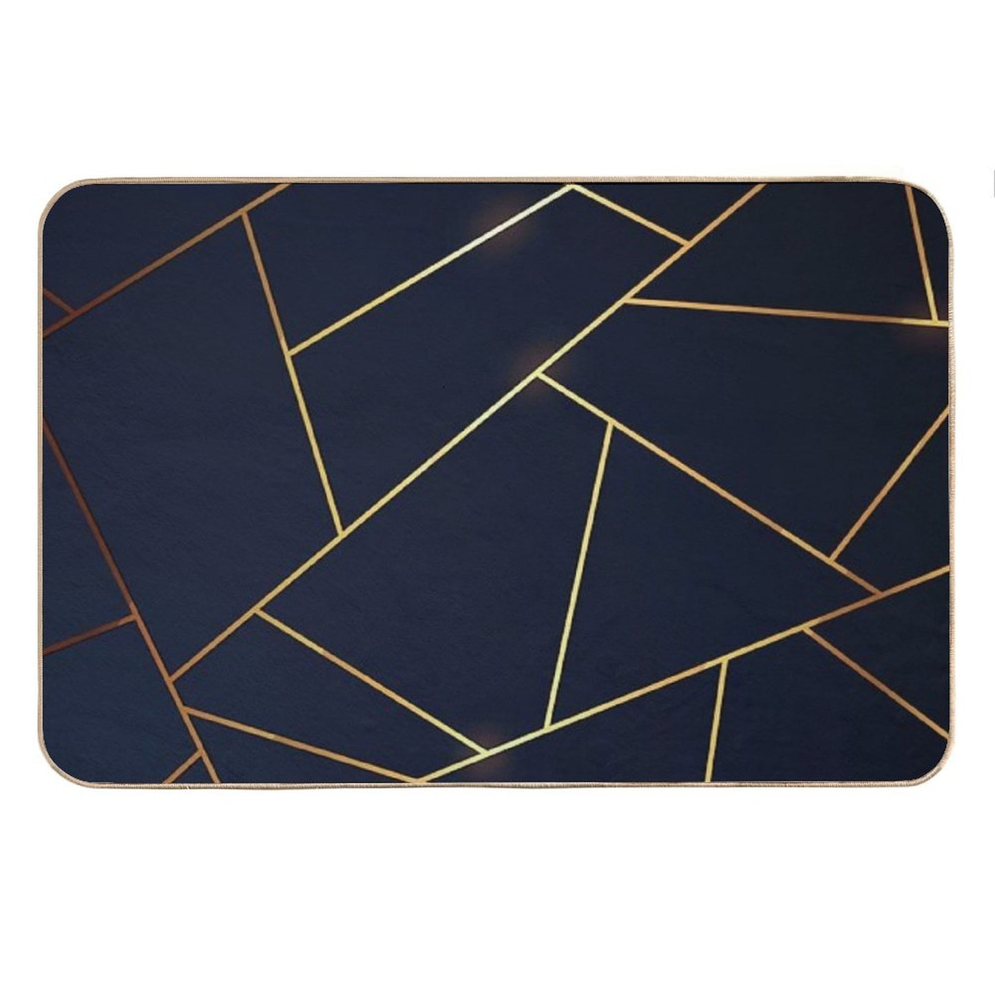 Geometric Navy Gold Stone Bath Mat