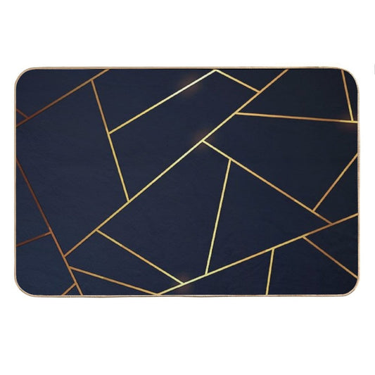 Geometric Navy Gold Stone Bath Mat