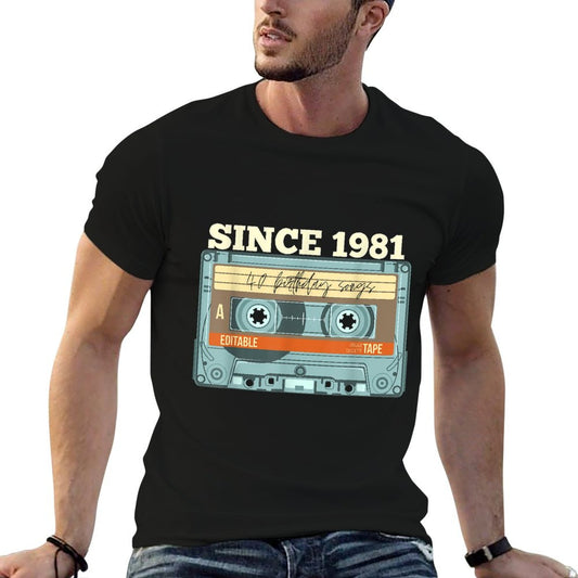 40th Birthday Gifts For Men And Women Cassette  Ribbed Collar T-Shirt