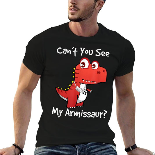 Funny Get Well Broken Arm Dinosaur with A Cast My Armissaur  Heathered Texture T-Shirt