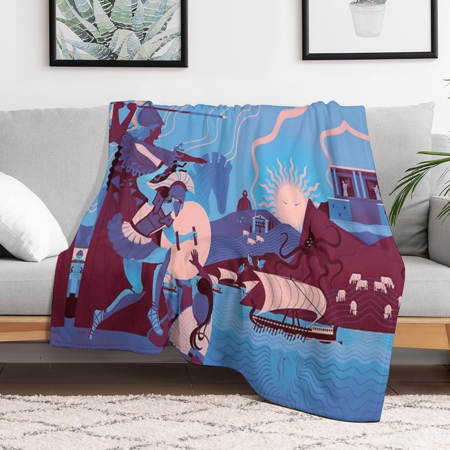 Homeric Landscape - Winter Throw Blanket
