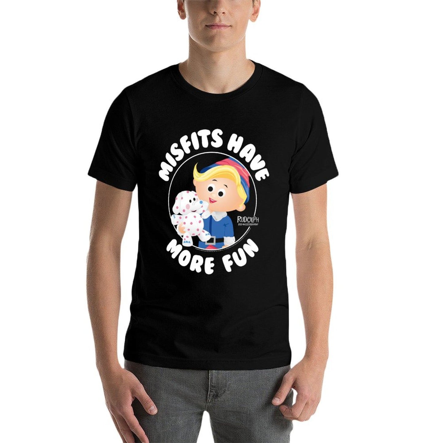 Rudolph Misfits Have More Fun Hermey Retro Christmas  High-quality Stitching T-Shirt