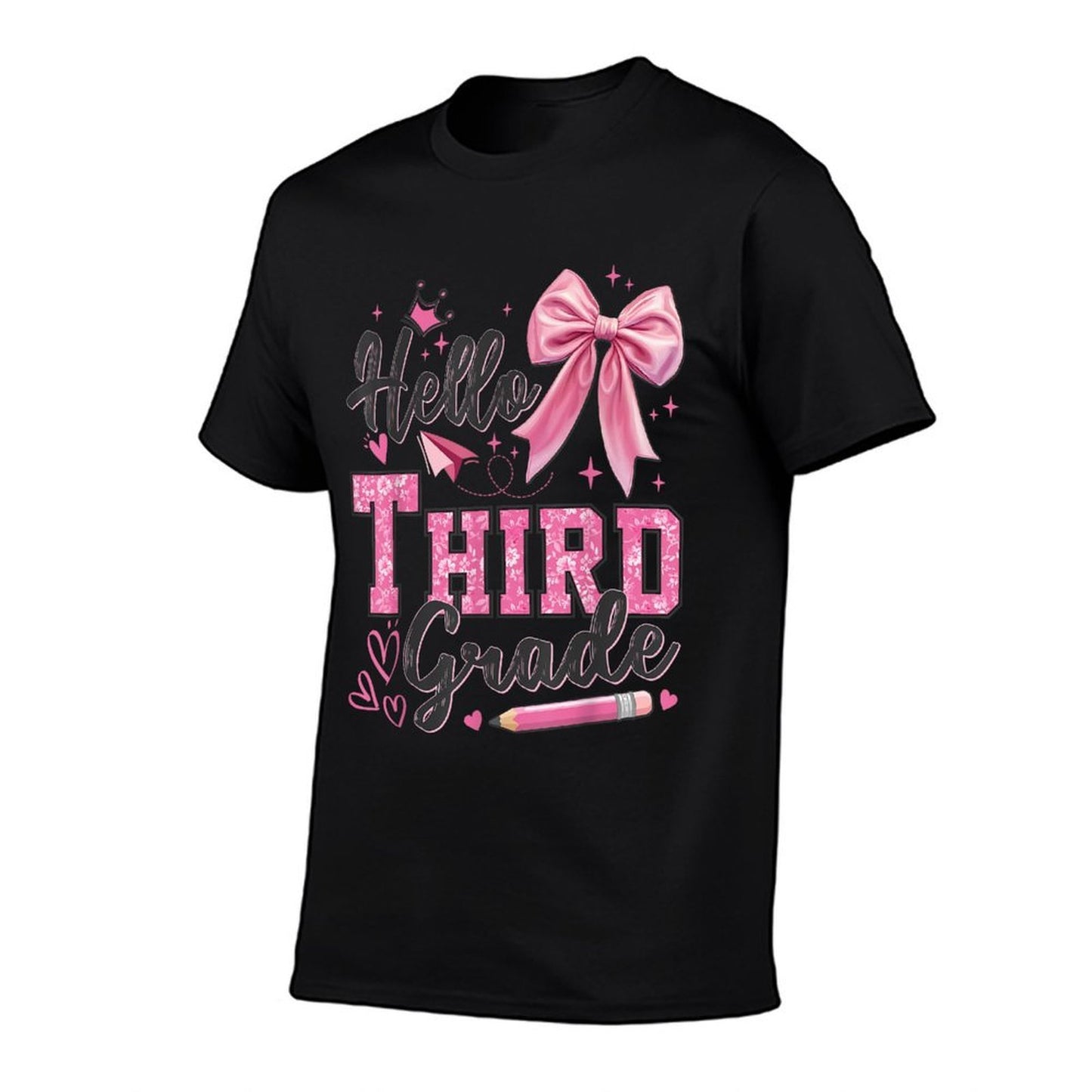 Hello Third Grade First Day Of School Coquette Teacher Girl  Trendy Pattern T-Shirt