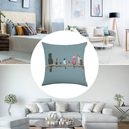 Australian Birds Linen Throw Pillow Cover