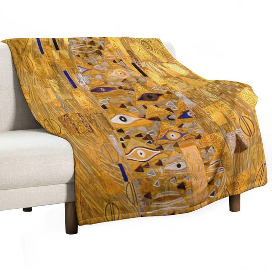Adele Bloch-Bauer I - Detail by Gustav Klimt Gold Throw Blanket