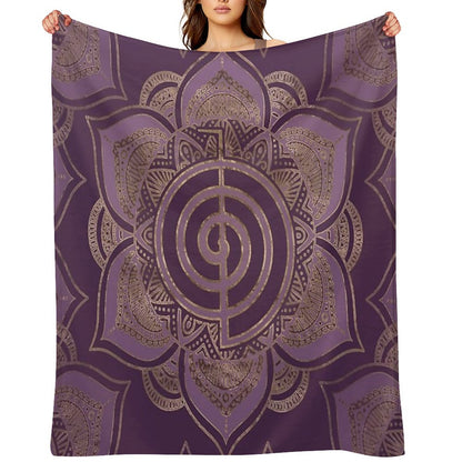 Reiki Cho Ku Rei - Pastel And Gold Throw Blanket