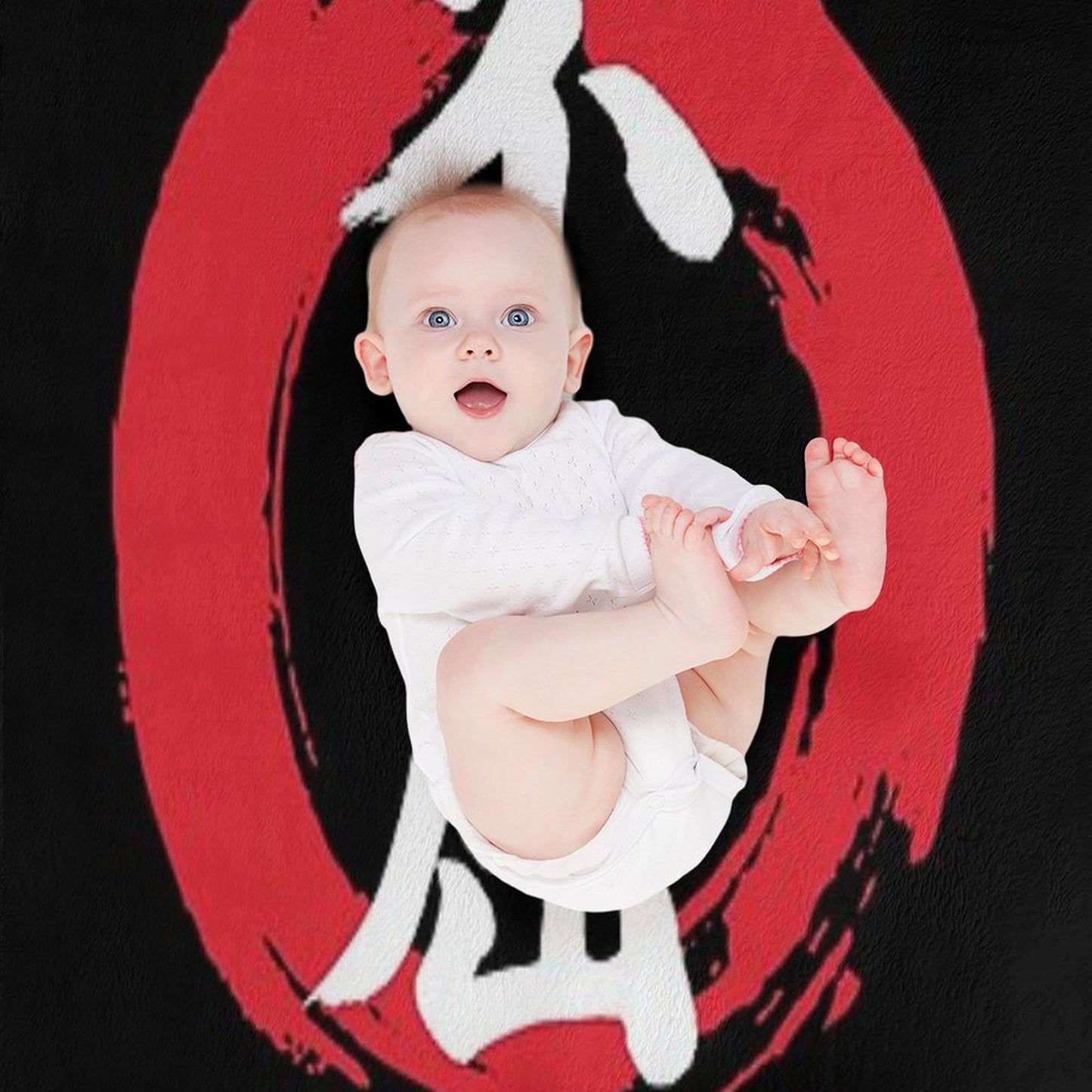 Never Give Up Kanji Throw Blanket