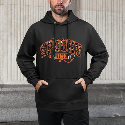 Spooky Vet Tech Veterinarian Halloween Veterinary Dog Paw Kangaroo Pocket Hoodie