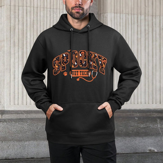 Spooky Vet Tech Veterinarian Halloween Veterinary Dog Paw Kangaroo Pocket Hoodie