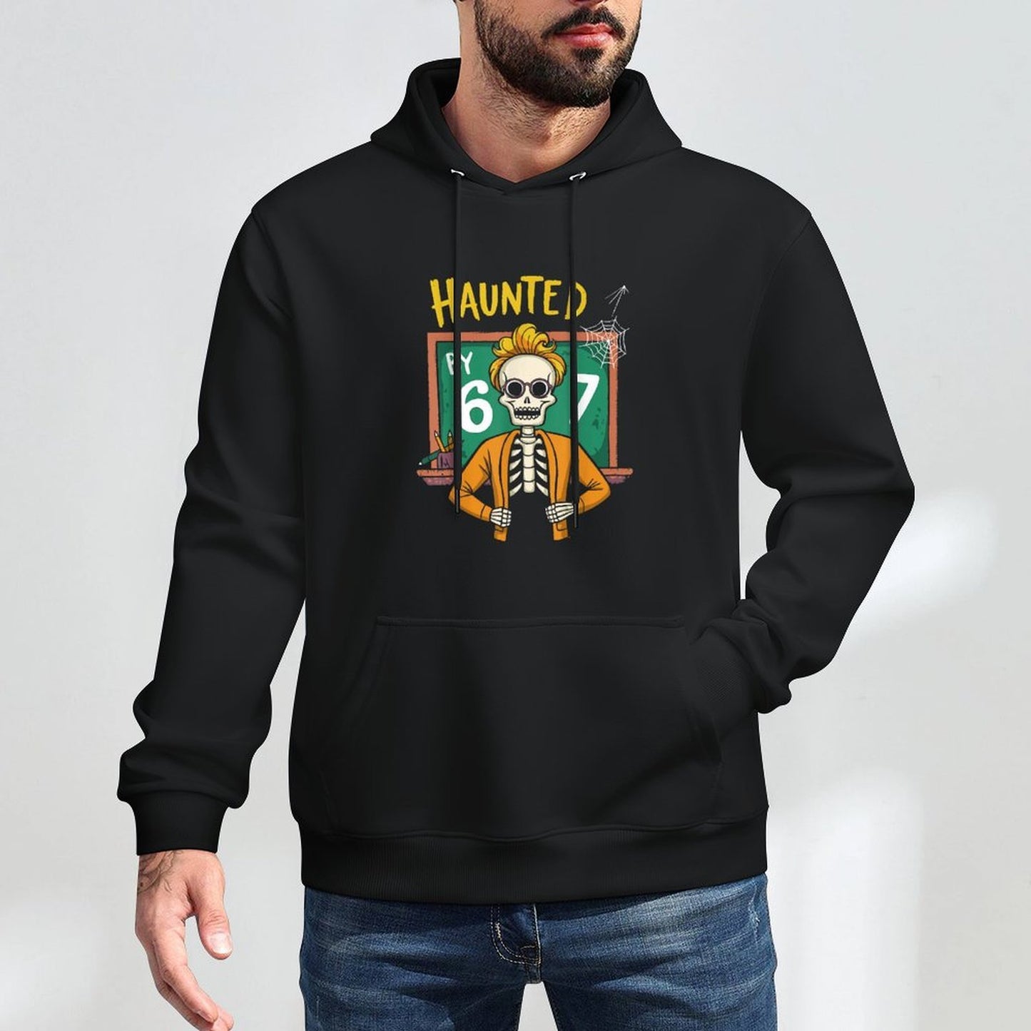 Haunted by 6-7 Funny Teacher 67 Halloween Skeleton Six Seven All-Day Comfort Hoodie