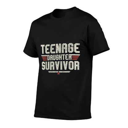 Teenage Daughter Survivor Vintage Dad Mom Fathers Day Gift  Heathered Texture T-Shirt