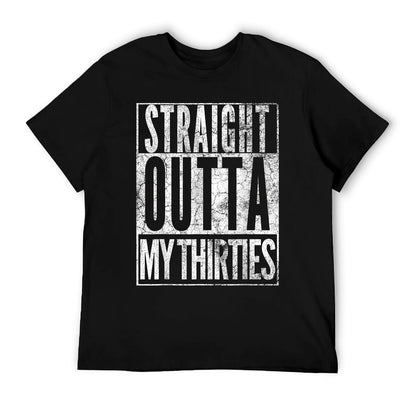 Straight Outta My Thirties 1980 40th Birthday Gift 40 Years  Ribbed Collar T-Shirt