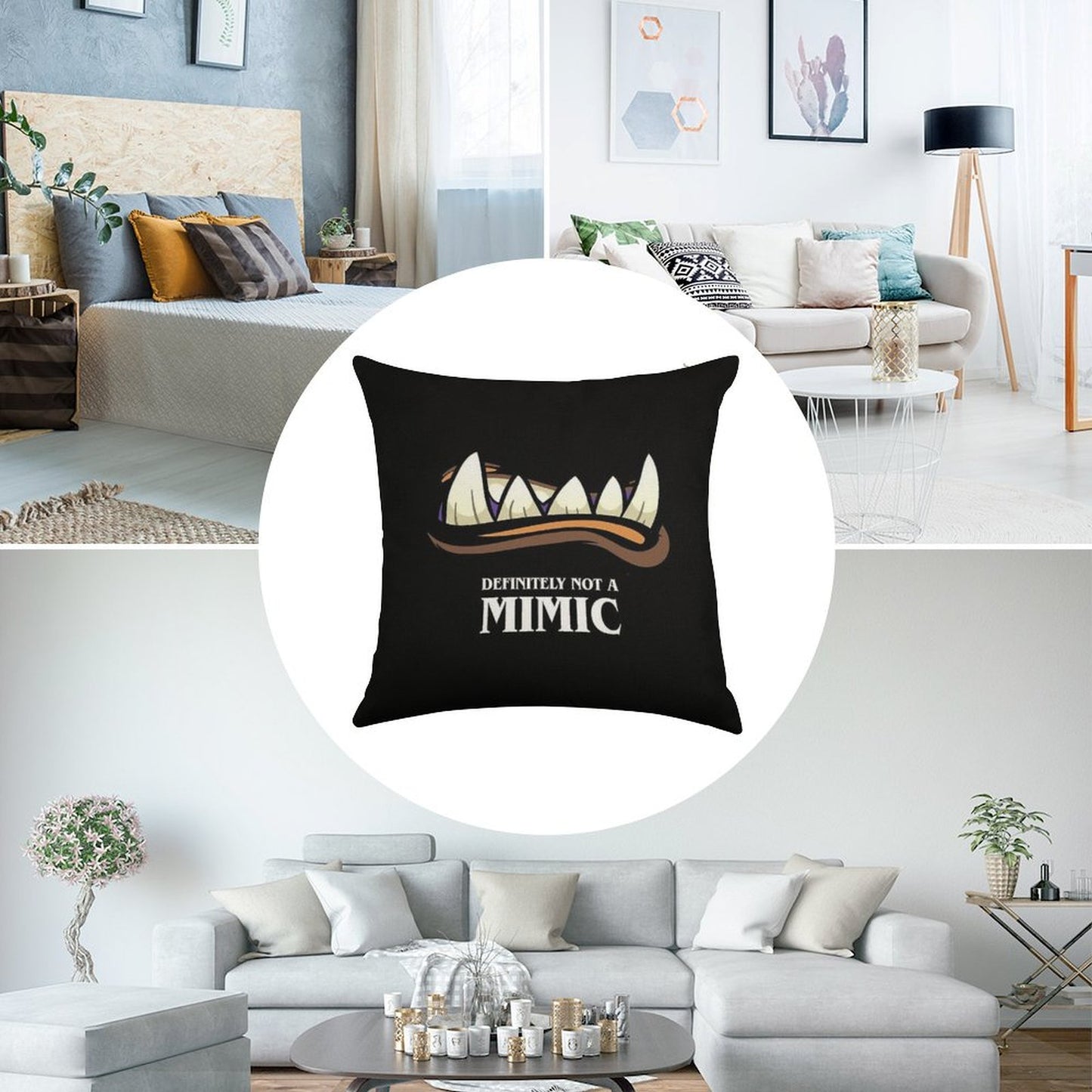 Definitely Not A Mimic Tabletop RPG Gaming Linen Throw Pillow Cover